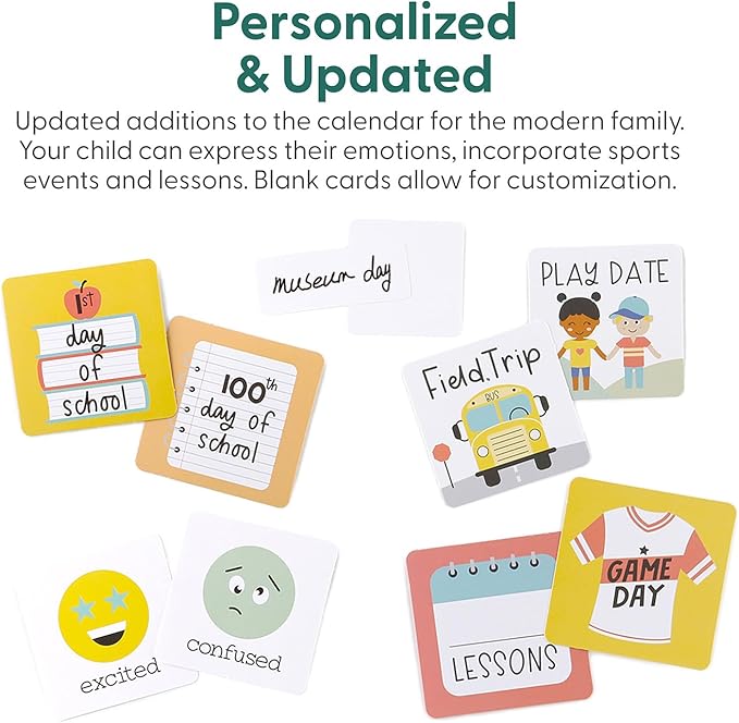 The Peanutshell Learning Calendar Wall Chart - Homeschool Supplies, Interactive Pocket Chart for Toddlers & Kids - Preschool Learning Activity Board, Circle Time Board for Classroom - Good Day