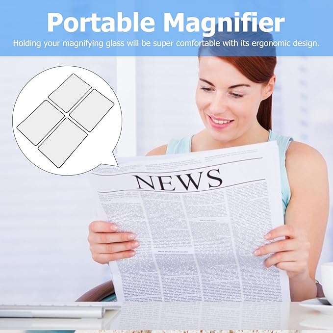 Generic 4Pcs PVC Reading Magnifier Sheets Sized Fresnel Lens 3X Magnifier Sheet for Books and Documents, Lightweight Visual Aid for Seniors and Low Vision Users