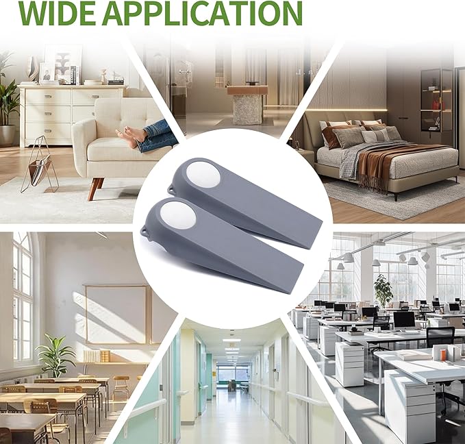 Door Stoppers for Bottom of Door, Rubber Door Stopper Wedges, Door Holders for All Types of Surfaces, 4 Pack Magic Ball Door Stops, 5 inch, Grey and White