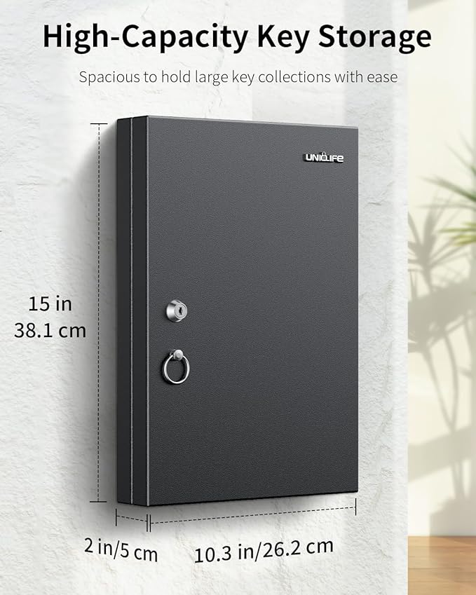 Uniclife 32 Position Key Lock Box, Wall Mount Key Box, Car Key Organizer with Writable Key Racks and Tags, Security Key Cabinet, Car Key Holder Storage Box for Office Hotel & Company