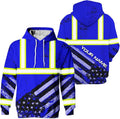 US Flag High Visibility Hoodie for Men Reflective Hoodie Safety Workwear for Worker Runner Patriotic ACC02
