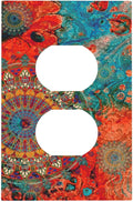 Abstract Ombre Colorful Indian Mandala 1 Gang Single Duplex Light Switch Plate Outlet Plate Cover Decorative Wall Plate Switchplate Electrical Receptacle Faceplate for Bedroom Bathroom Decor