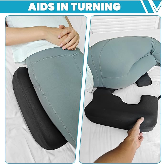 4.5" Donut Pillow for Tailbone Pain, 100% Memory Foam Bedsore Pressure Relief Pillow, Thick Anti Bedsore Cushion - T Shaped Opening Tailbone Pillow - Dark Grey