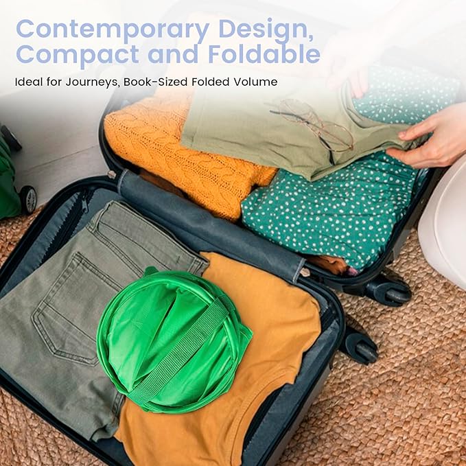 HOUSE AGAIN Upgraded Pop-up Laundry Hamper, Collapsible Laundry Basket with Durable Handles Solid Bottom High Steel Frame, Portable Foldable Dirty Clothes for Dorm, Laundry room Travel, Green