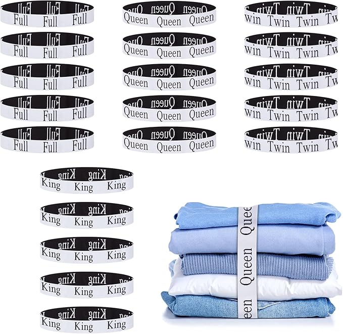 20PCS Bed Sheet Organizer Bands, Storage Labels and Sheet Keepers for Linen Closet - Elastic Bedding Straps for Foldable Bedsheet, Pillow Case, Duvet