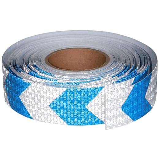 Reflective Tape Blue and White 2 inch X 166 feet, Outdoor Waterproof Hazard Conspicuity Warning Industrial Marking Tape