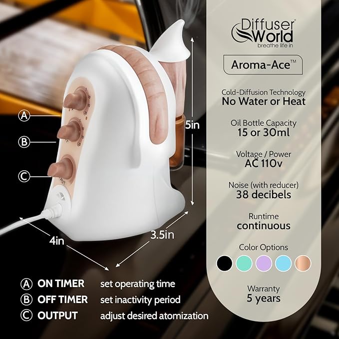 1000 Sq Ft Waterless Diffuser for Essential Oils, Made in USA Bronze Waterless Aroma Atomizer for Home Large Room Fragrance, Home Scent Machine, Air Aromatherapy with Adjustable Timer