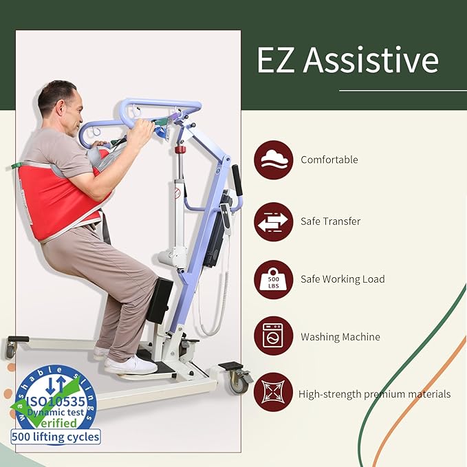 Sit to Stand Lift Patient Aid Padded Sling and Stand Assist with Back Support,Patient Lift Sling Works with Most Mobility Aids & Equipment (Large-Red)