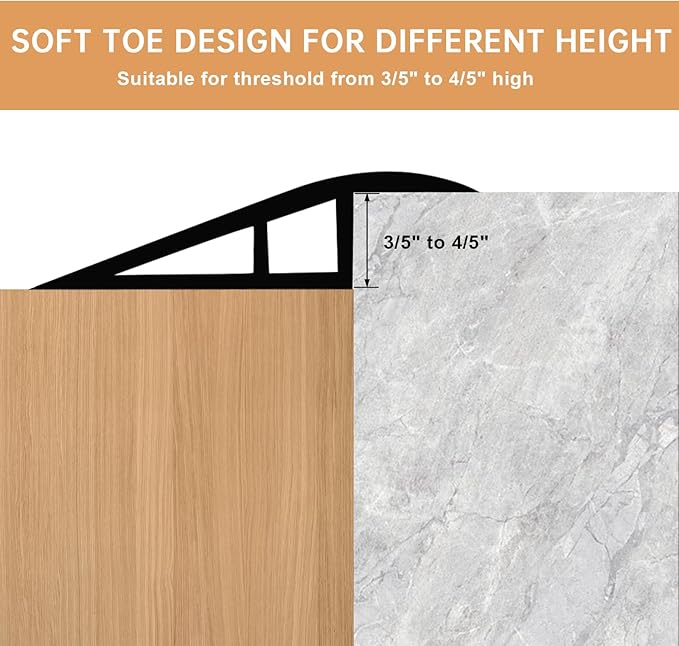 Vinyl Door Threshold Flooring Transition Strip Self Adhesive Carpet Edging Strip for Laminate Doorway Edge Threshold from 3/5" to 4/5" (Smoked Brown Wood Grain, 10 Ft)