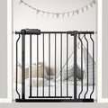 34-38.5 Inch Walk Through Baby & Dog Gate, No Drill Pressure Mounted, Expandable Safety Gate for Kitchen & Living Room, Black Metal with Extension Kit