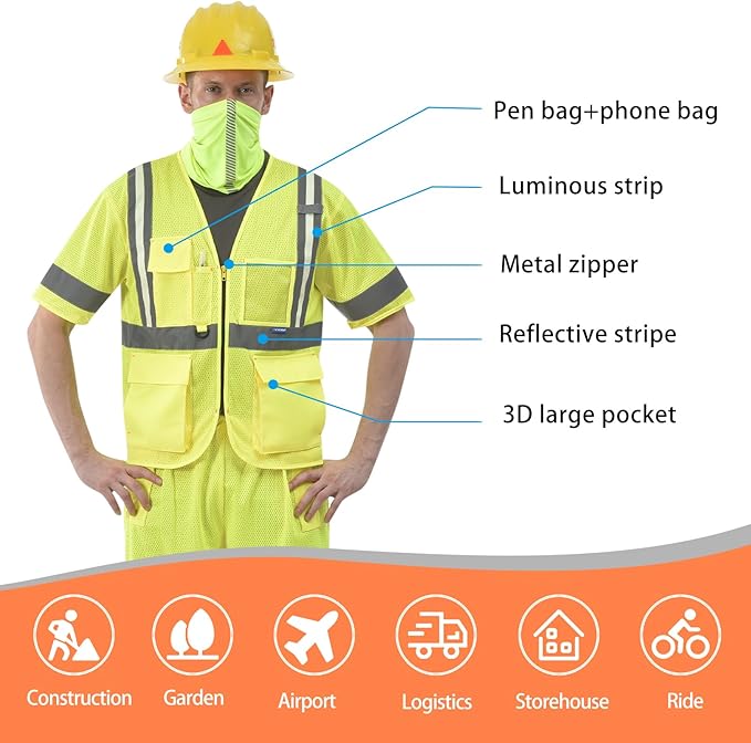 A-SAFETY Glow safety Vest ANSI Class 3