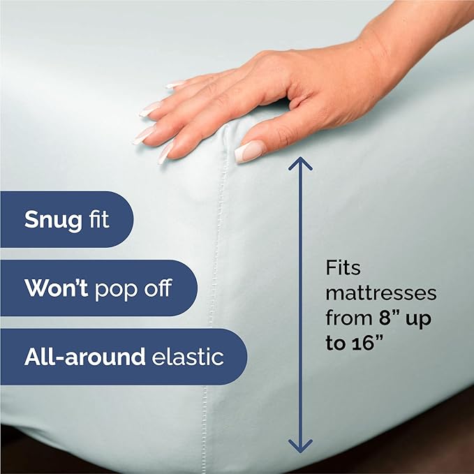 King 6 Piece Sheet Set - Cooling & Breathable Bed Sheets - Hotel Luxury Bed Sheets for Women, Men, Kids & Teens - Comfy Bedding w/Deep Pockets & Easy Fit - Soft & Wrinkle Free - King Ice Blue Sheets