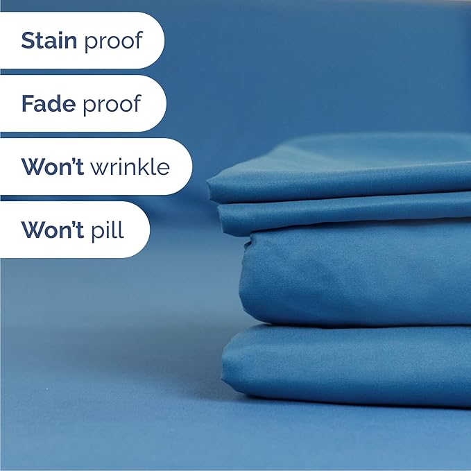 Queen 6 Piece Sheet Set - Cooling & Breathable Bed Sheets - Hotel Luxury Bed Sheets for Women, Men, Kids & Teens - Bedding w/Deep Pockets & Easy Fit - Soft & Wrinkle Free - Queen Denim Blue Sheets