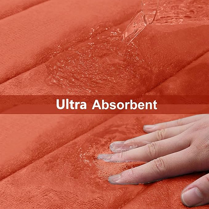 Buganda Memory Foam Bath Mat, 44" x 24", Ultra Soft and Non-Slip Bathroom Rugs, Water Absorbent and Machine Washable Bath Rug Runner for Bathroom, Shower, and Tub, Coral