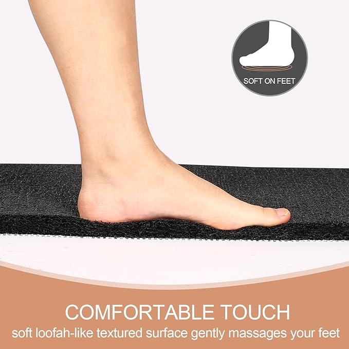 Joyhalo Shower Mat Bathtub Mat Non Slip, Bathmats Non Slip, Quick Drying Foot Scrubber Loofah Mats for Shower, Tub, Bathroom, Home, 24x24inch, Black