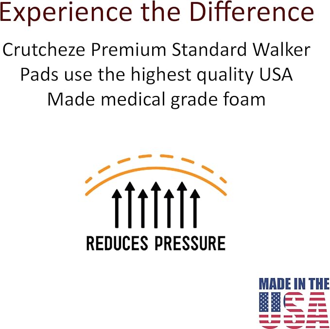 Crutcheze Walker Padded Hand Grip Covers Premium USA Designed Moisture Wicking, Comfort, Fashion, Washable - Standard Walker Handle Cushion - Mobility Aid Accessories