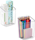 vacane 2 Pack Plastic Adhesive Mount Over Cabinet Door Organizer, Storage Organizer Container Makeup Organizer Hanging Basket Bins For Craft Room, Office, Space Saving Holder for Kitchen Bags-S Clear