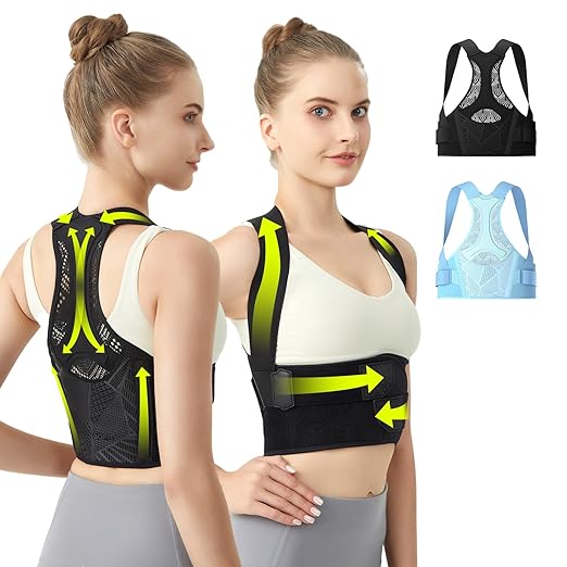 Posture Corrector for Women - Lightweight and Breathable Back Brace for Pain Relief, Rounded Shoulders and Hunchback, Compact & Portable with Fashionable Design, Invisible Under Clothes Black L