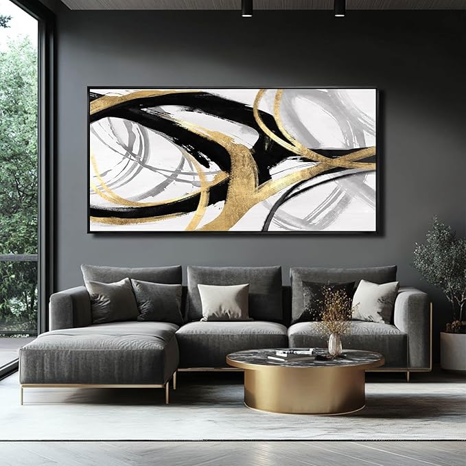 Large Canvas Wall Art Room Decor Framed Wall Art Abstract Line Paintings Home Decoration for Living Bedroom Office 30 x 60 Inch