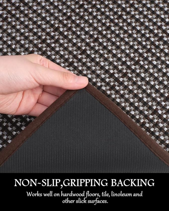PADOOR Kitchen Mats for Floor, Kitchen Rugs Non Slip Washable, Rubber Backed Kitchen Runner Super Absorbent Kitchen Floor Mat Sink Rug, 20”x47” Dark Brown
