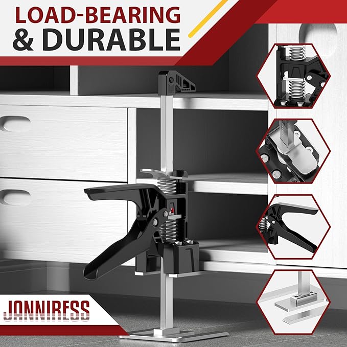 Labor Saving Arm Jack Handle 2 Pack,15 in Construction,Multifunctional Furniture Jack for Installing Cabinets and Wall Tile Height Adjuster Handheld Lifter Tool, Load 440LBS