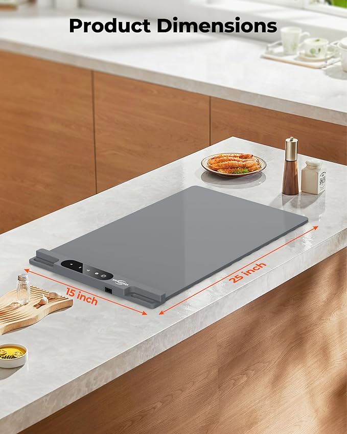 Electric Warming Mat for Food (2-Pack)-Full Surface Fast Heating Silicone Warmer Tray with 3-Level Temperature, Auto-Off, Raised Feet for Table Protection for Gatherings, Parties,Home Buffets