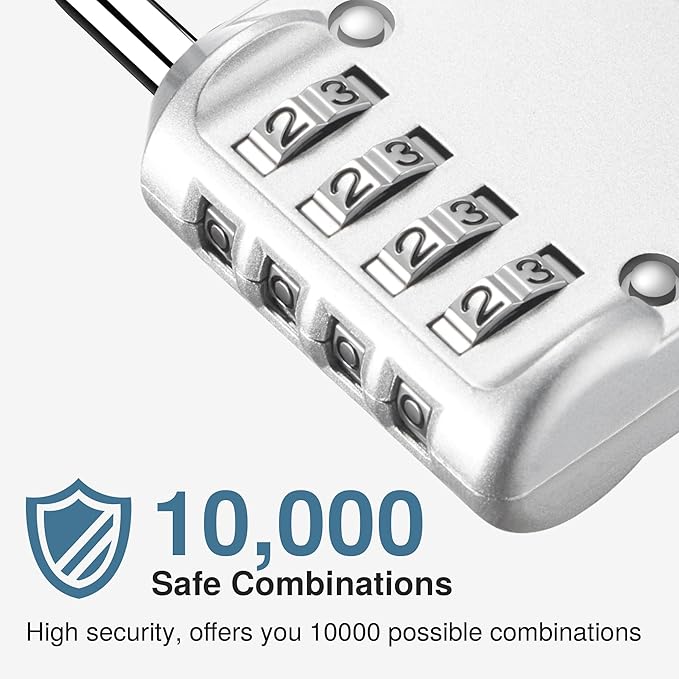 Puroma 4 Pack Combination Lock for Locker 4 Digit Outdoor Waterproof Padlock for School, Gym, Sports, Fence, Toolbox, Gate, Case, Outdoor, Hasp Storage, Cabinets (Silver)