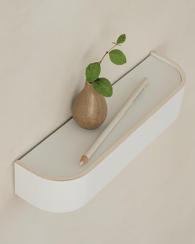 Kazai. Key Holder 'Toke' | Minimalist Key Hook Design from Berlin | Modern Key Holder Wall Mount with Wooden Shelf | Key Rack for Wall as Entryway Organizer | White