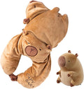 U Shape Travel Pillow - Capybara Plush 2 in 1 | Neck Support Cushion for Children Adults | Airplane Sleeping Pillow for Car Camping Office Road Trip Home | Soft Travel Comfort Accessory