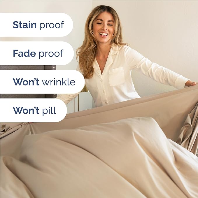 Twin XL 4 Piece Sheet Set - Cooling & Breathable Bed Sheets - Hotel Luxury Bed Sheets for Women, Men, Kids & Teens - Bedding with Deep Pockets & Easy Fit - Soft and Wrinkle Free - Twin XL Cream Sheets
