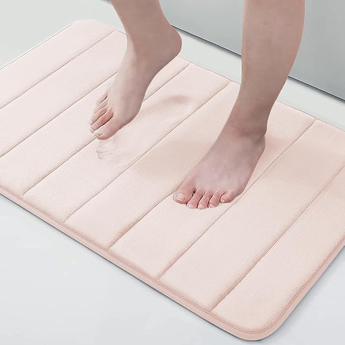 Buganda Memory Foam Bath Mat, 30" x 20", Ultra Soft and Non-Slip Bathroom Rugs, Water Absorbent and Machine Washable Bath Rug for Bathroom, Shower, and Tub, Pink