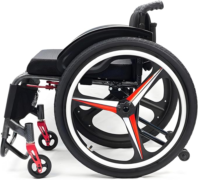 Aluminum Alloy Sports Wheelchair, Transport Wheelchair Lightweight Foldable, 220lbs Weight Capacity, Removable Tires, Manual Wheelchairs for Adults, Indoor and Outdoor Mobility Aid