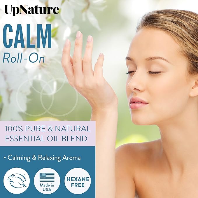 UpNature Calm Essential Oil Roll On - Self Care Gifts for Women - 100% Natural Stress Relief Aromatherapy Blend – Relaxation Gifts for Teens Girls