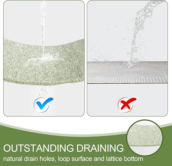 Joyhalo Shower Mat Bathtub Mat Non Slip, Bathmats Non Slip, Quick Drying Foot Scrubber Loofah Mats for Shower, Tub, Bathroom, Home, 32x24inch, Mint Green