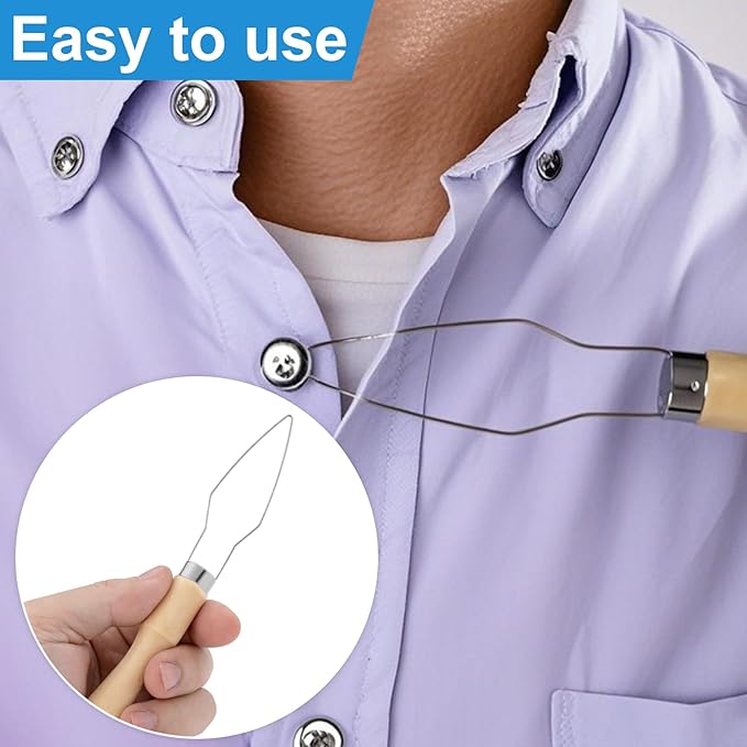 Easy Button Hook for Seniors, Wood Handle Button Fastener Assist Device, Portable One Hand Button Helper Tool Dressing Aids for Elderly, Disabled, Arthritis - 1 Pcs