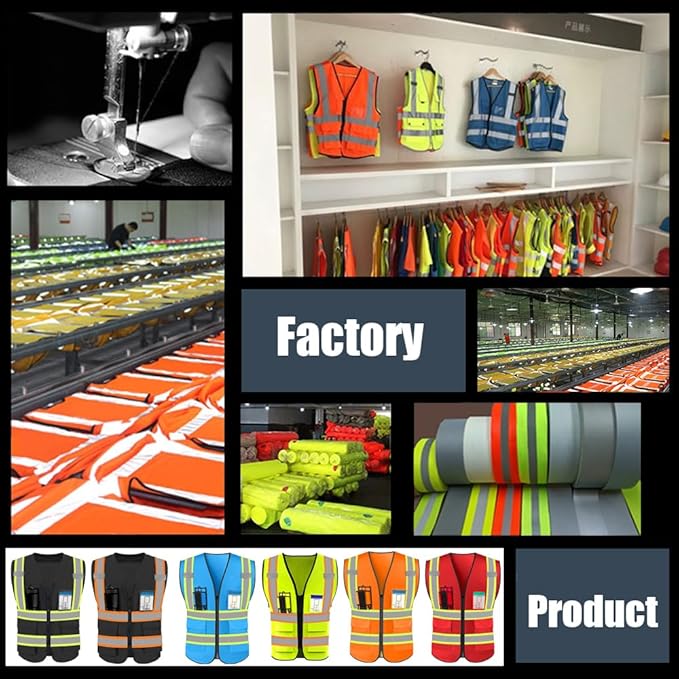 YOWESHOP High Visibility Reflective Safety Vest with Pockets Custom Your Logo Safety Workwear