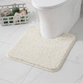 MIULEE Microfiber Toilet Bath Mat U-Shaped Contour Shaggy Bathroom Rugs Non Slip Extra Thick Soft Bath Rug Absorbent Water for Bathroom Commode Machine Washable(24x24 Inch, Ivory)