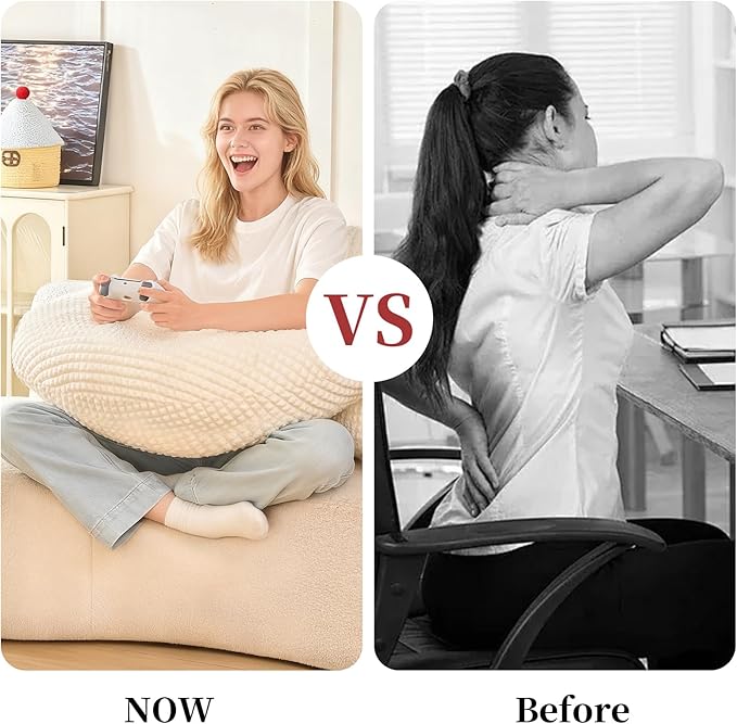 Reading Pillow for Bed,U Shaped & Back Support Pillow for Bed,17" Backrest with Lumbar & Arm Support,Comfy Flannel Fabric,Lap Pillow for Gaming/Reading/Watching TV,White