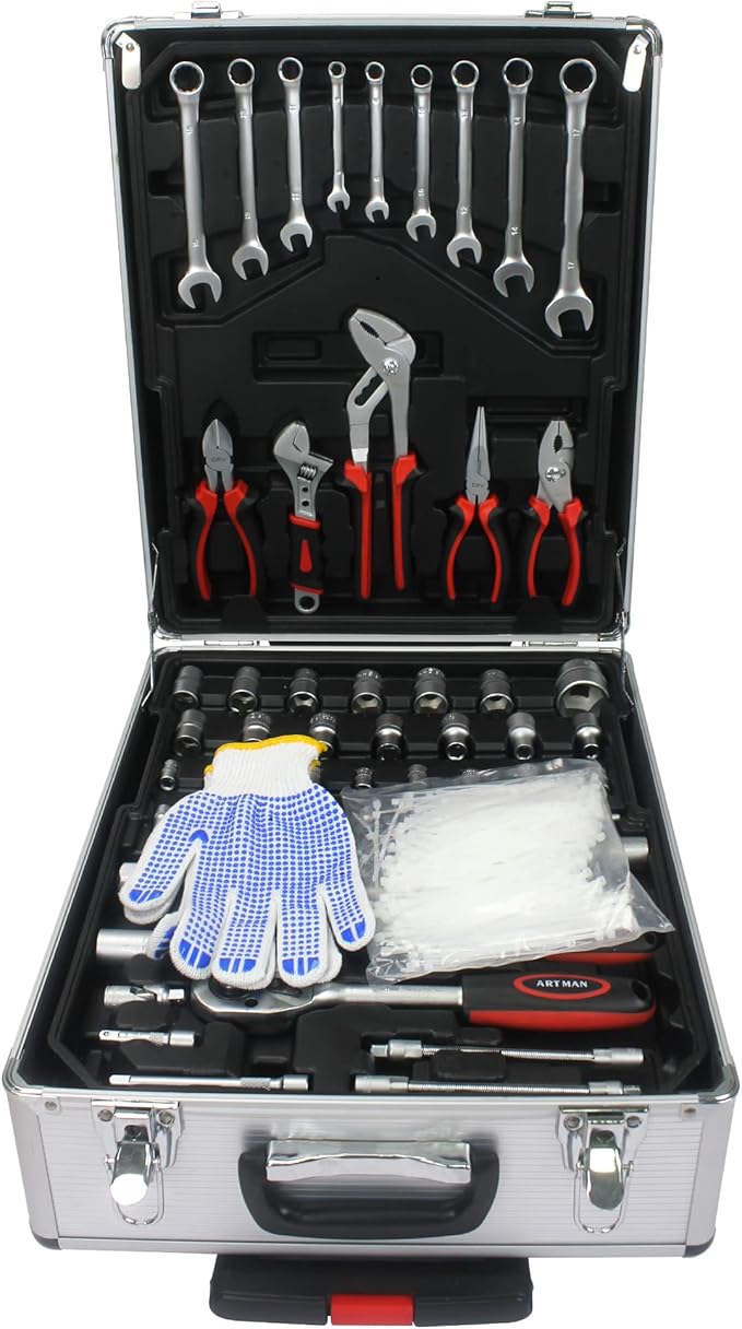 899pcs Artman Tool Set Tool Set Mechanics Kit, General Household Hand Tool Set for Home, Rolling Tool Box with Wheels - Perfect for Craftsman, Diyer, Handyman (White)