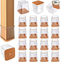 24 Pcs Chair Leg Floor Protectors for Hardwood Floors Square Silicone Covers to Protect Wood Tile Floors Felt Pads Furniture Leg Caps Anti-Scratch Reduce Noise (Fit:3/4" to 1")
