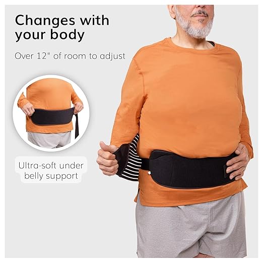 BraceAbility Obesity Belt Stomach Holder - Men and Women's Plus Size Belly Support Band Girdle for Hanging Stomach Pain, Pendulous Abdominal Support, Lower Tummy Fat Lifter Pannus Sling (Medium)