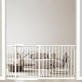 62-67 Inch Extra Wide Baby Gate, Walk Through Metal Safety Gate for Large Doorways & Hallways, White Heavy-Duty with Extension Kit