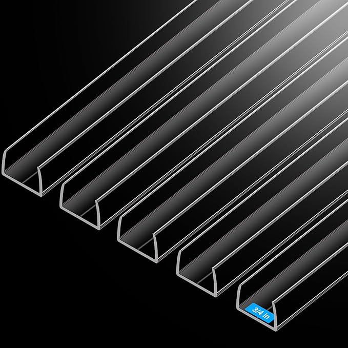 MONOID Drawer Edge Protector, Slip-On Clear Table Corners Guards, Door Kitchen Furniture Bumper, Prevent Wear, Impact Protection, Ease to Cut, 3/4" Thick, 36" Length – Clear, Pack of 5