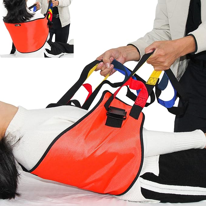 Transfer Sling Transfer Belt for Seniors, Widened Back Curve Design Transfer Belt for Movement, Transfer Boards for Bedridden Patient, Back Lift Belt for Patient Care (Orange)