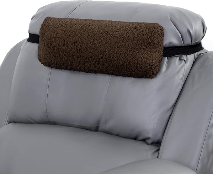 HOMBYS Sherpa Fleece Lumbar Support Pillow with Headrest for Recliner,Memory Foam Recliner Chair Cushion for Back Pain,Big High Back Support for Recliner with Chair Headrest for Elderly (Dark Coffee)