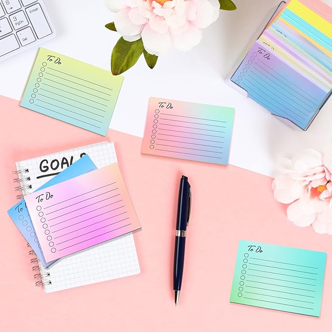 Pajean 9 Pcs/450 Sheet to Do List Sticky Note 3x4 Inch Self Stick Pads with Line Colored Planner Sticky Note Adhesive Memo for Office, Meeting, School, Study, Home Reminder (Gradient Color)