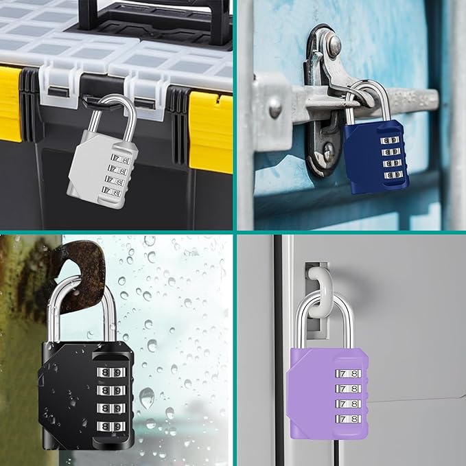 ZHEGE Combination Lock, 4 Digit Combination Padlock Outdoor, School Lock, Gym Lock (Purple)