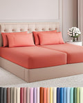 Split King 7 Piece Sheet Set - Cooling & Breathable Bed Sheets - Hotel Luxury Bed Sheets for Women, Men, Kids & Teens - Deep Pocket Bedding w/Easy Fit - Soft & Wrinkle Free - Split King Coral Sheets