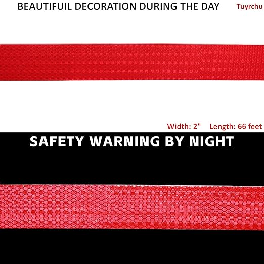 Industrial Reflective Tape Red 2 inch Wide, Outdoor Waterproof Hazard Conspicuity Warning Marking Tape (66 feet)