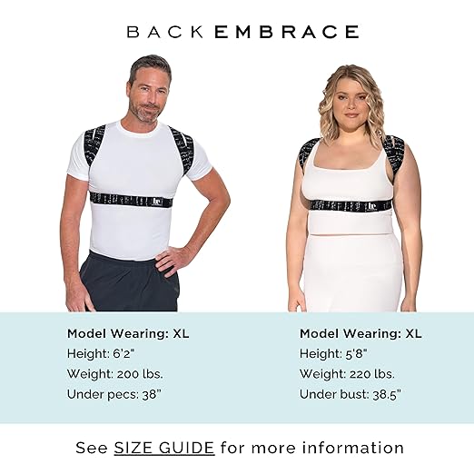 BackEmbrace Posture Corrector for Women and Men - Made in USA - Slim and Adjustable Shoulder Brace - Back Brace for Back Pain Relief - Pink Pebble XL